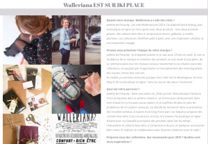 Iki magazine, le mag de la Boutique Ephémère, parle de Walleriana